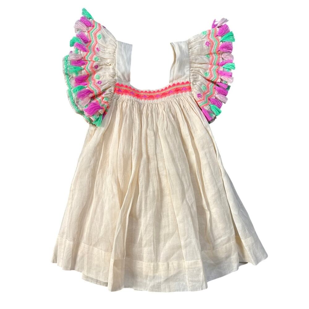 Nellystella Chloe Ruffle Dress in Pale Peach Cotton Size 1